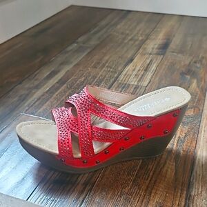 Patrizia By Springstep Women's Red Wedge Sandals. Size 39.‎